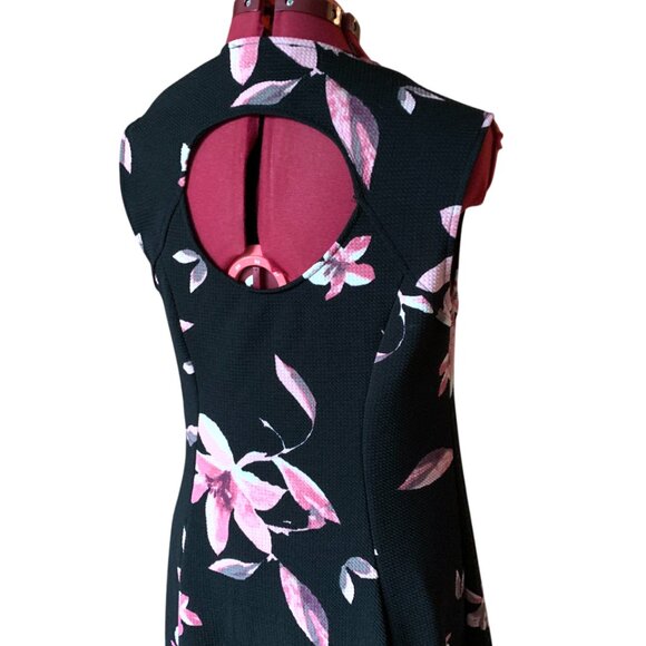 LILY MORGAN - Floral Black and Pink A-line sleeveless Dress - Large - Picture 6 of 10